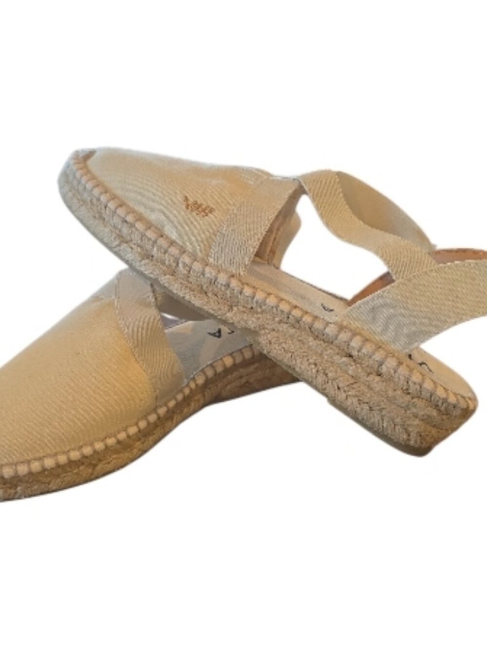 Viscata Artesania Espadrilles Size 9 in Cream Canvas Low Wedge 40 worn once